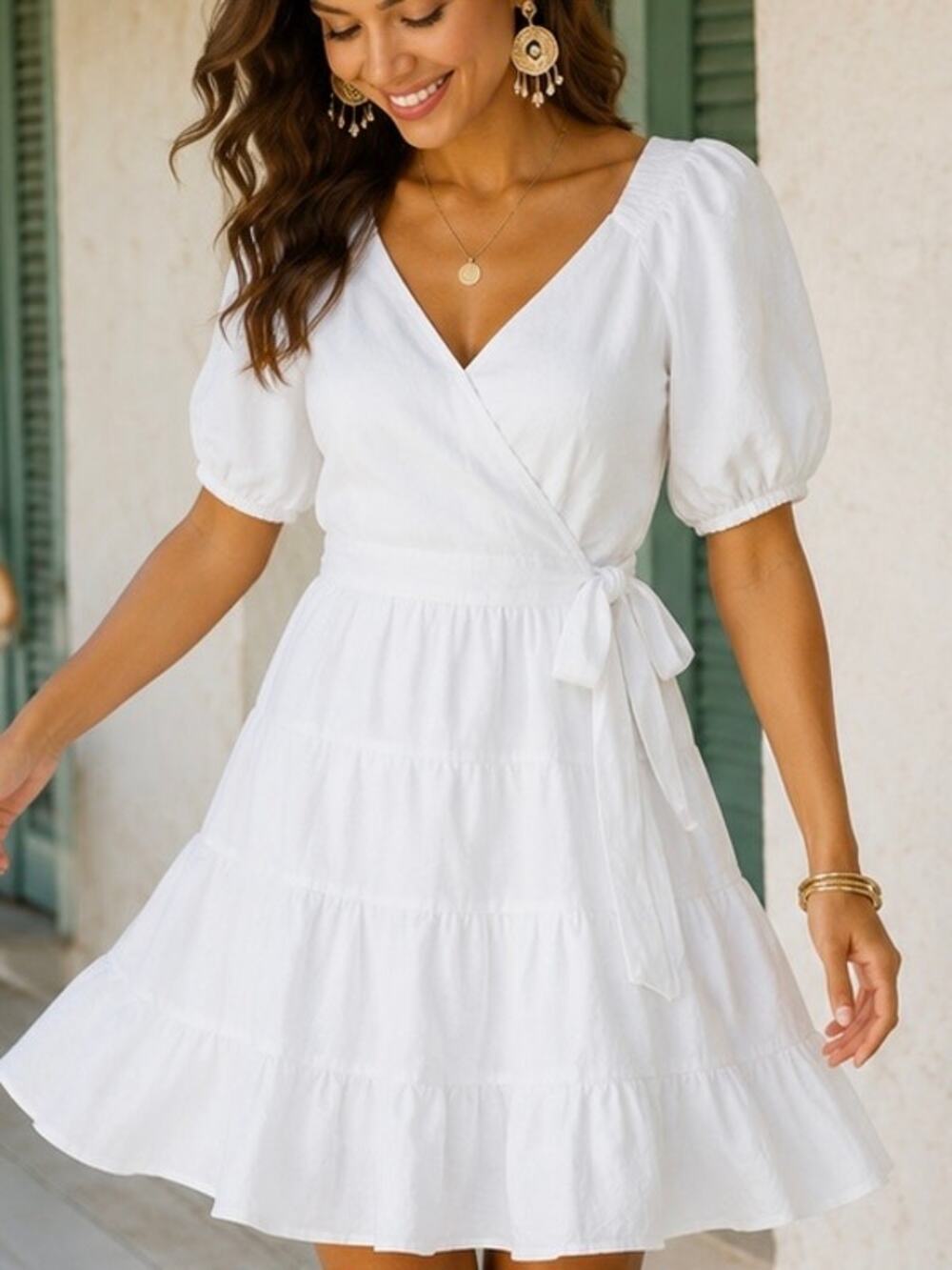 NWT Lilly Pulitzer Iralee White Wrap Fit & Flare Mini Dress Linen Blend Size 8